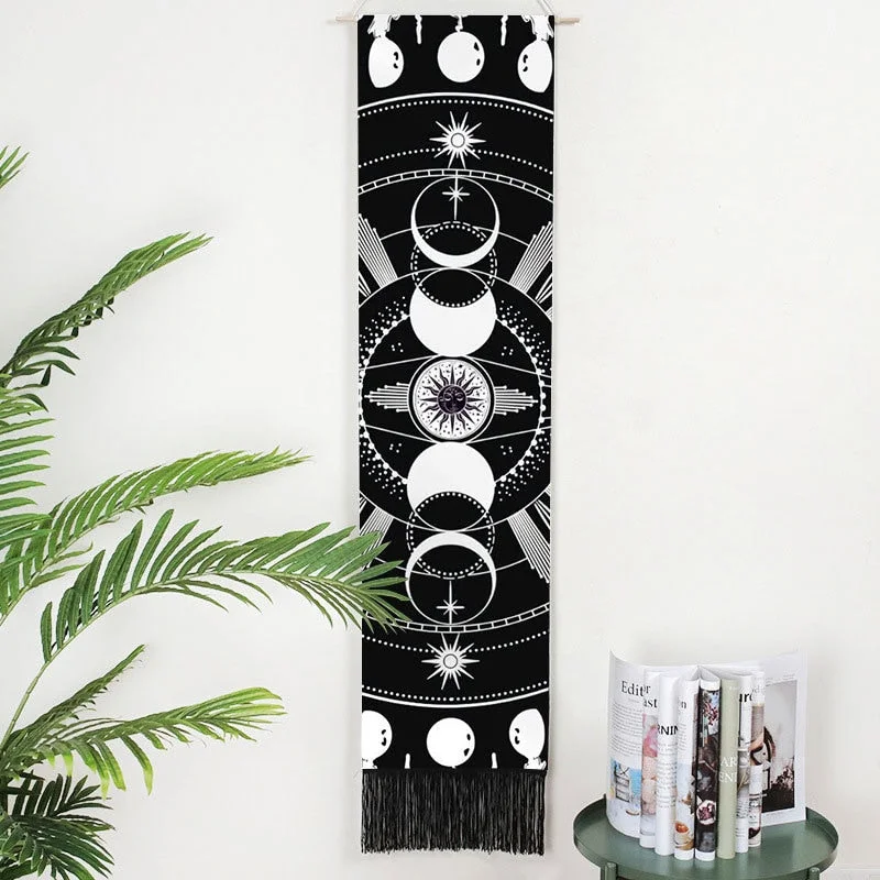 Seven Chakra Decorative Wall Hanging Tapestry Bohemia Tarot Phase Tassel Tapestry Boho Art Tapestries For Bedroom Office Decor