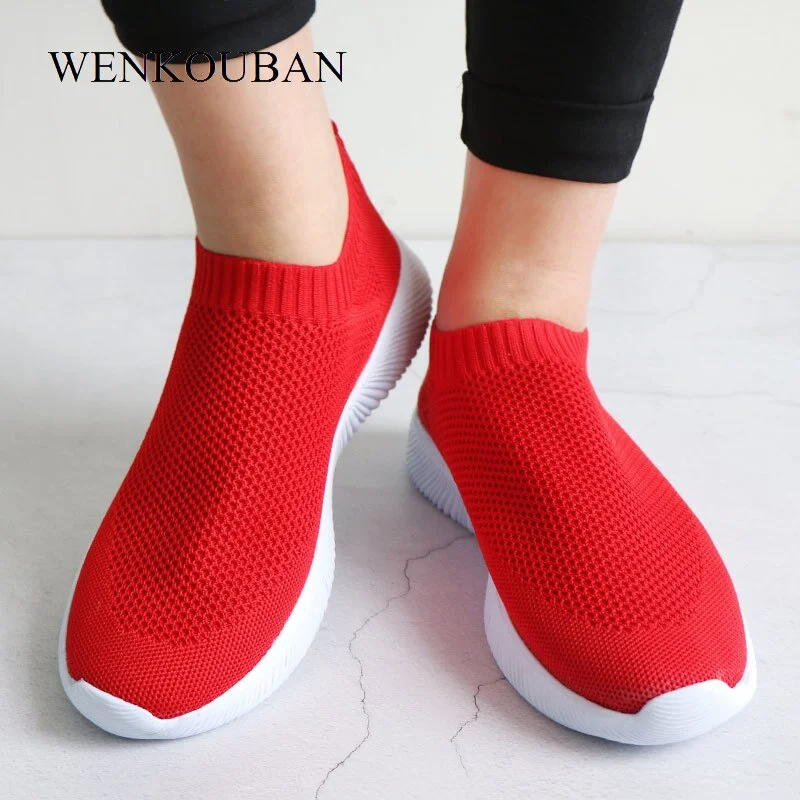 2021 Women Sneakers Fashion Socks Shoes Casual White Sneakers Summer knitted Vulcanized Shoes ladies Trainers Tenis Feminino