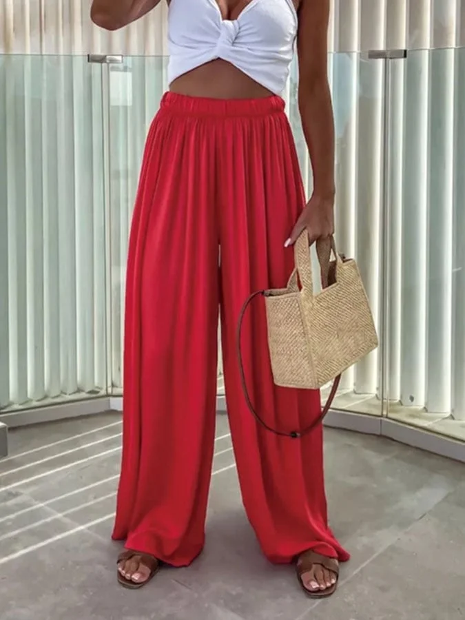Women's Casual Solid Color Loose Wide Leg Pants