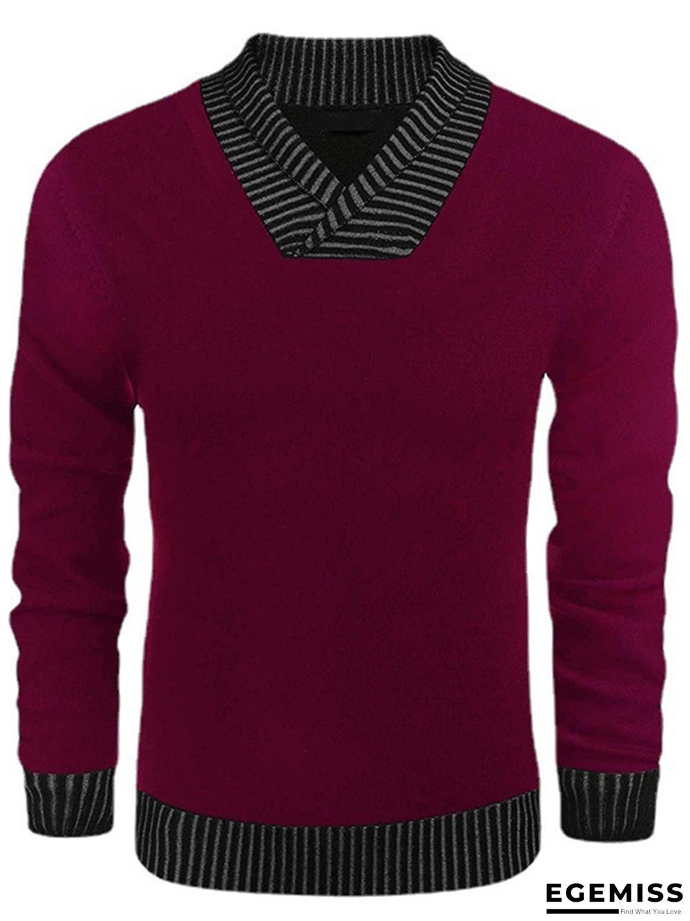 Long Sleeve V-neck Men's Casual Knitting Sweater | EGEMISS