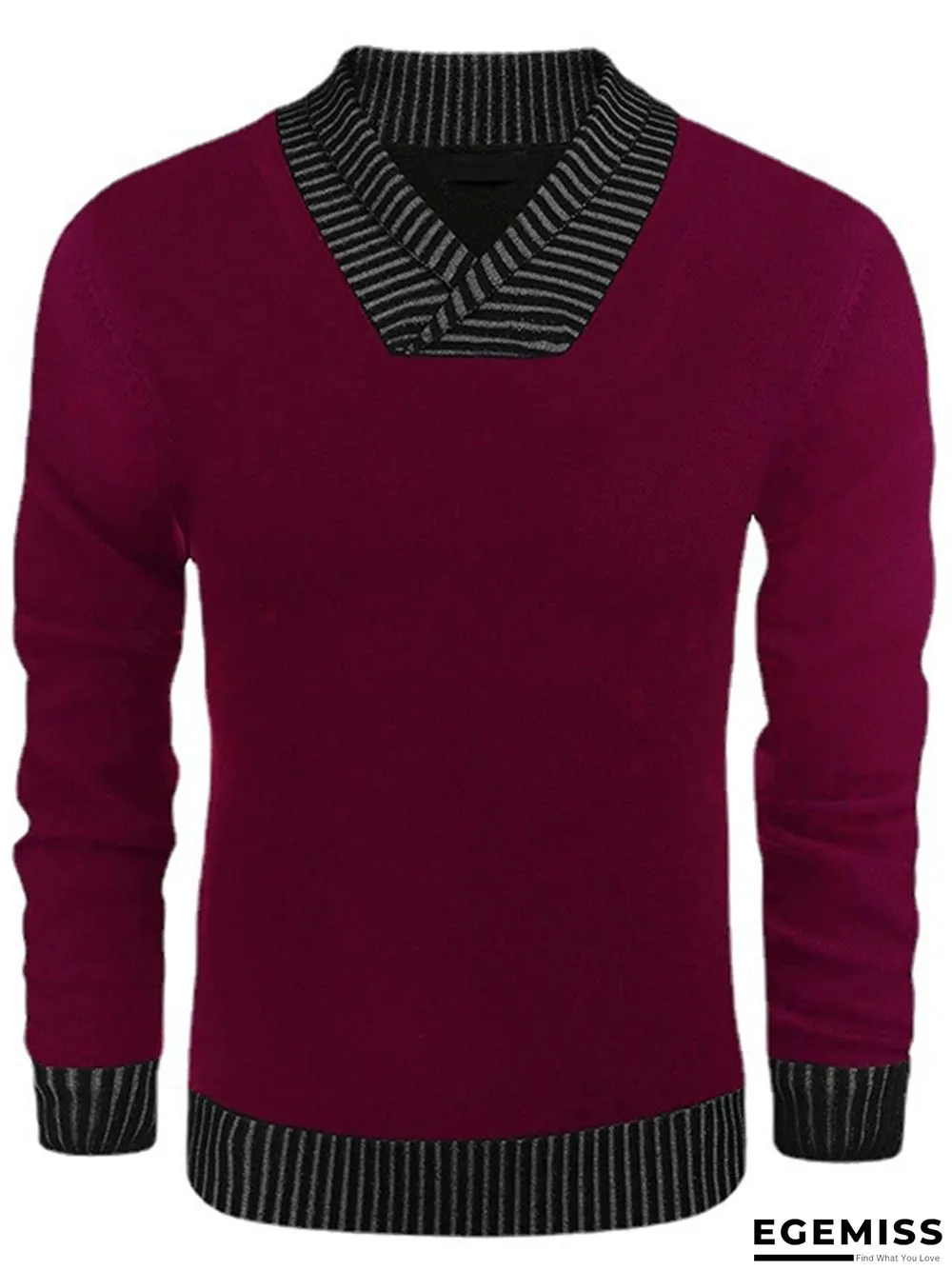 Long Sleeve V-neck Men's Casual Knitting Sweater | EGEMISS