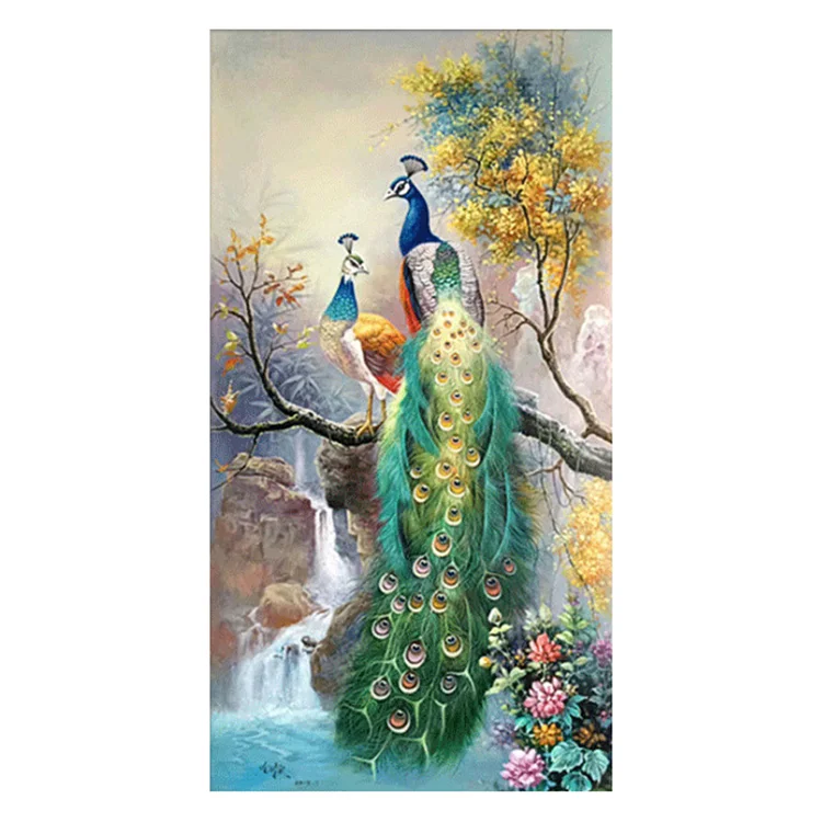 Natural Peafowl 11CT Stamped Cross Stitch 56*101CM