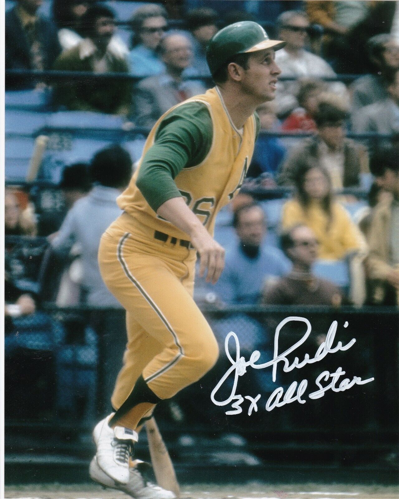 JOE RUDI OAKLAND A'S 3 X ALL STAR ACTION SIGNED 8x10