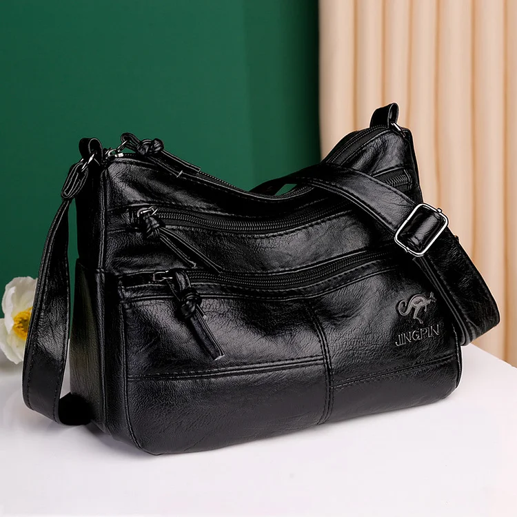 Retro Multi Pocket Large Capacity Leather Bag