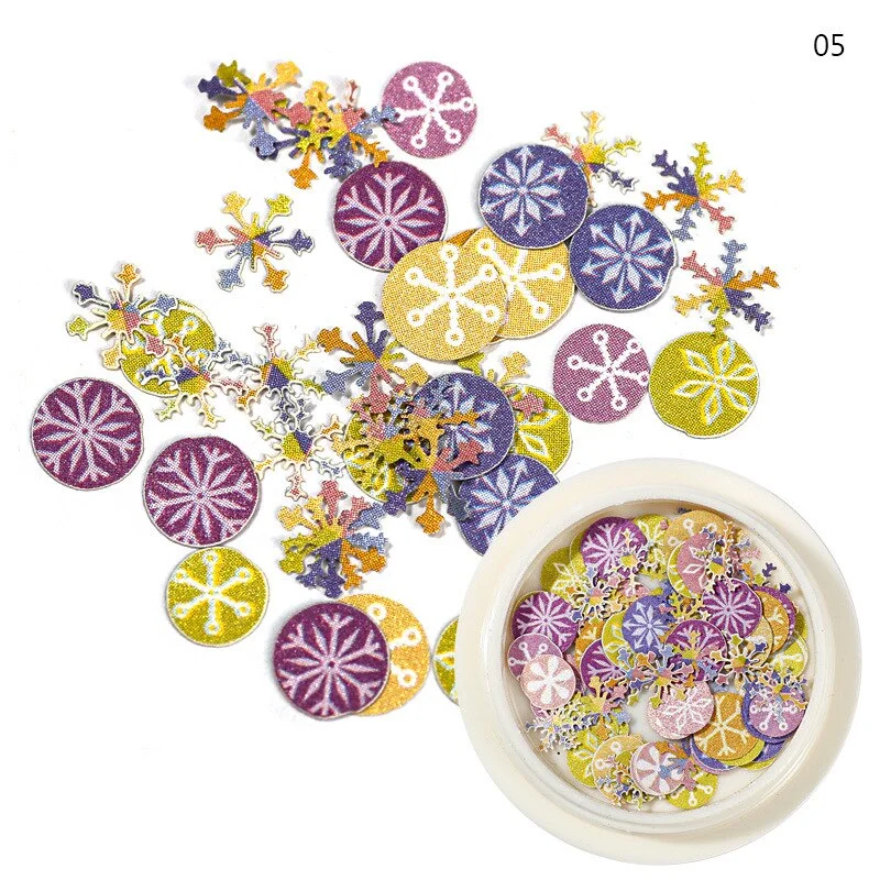 3D Christmas Series Wood Pulp Piece Nail Art Decoration Accessories Manicure Snowflake Snowman Shape Manicure Art Decal