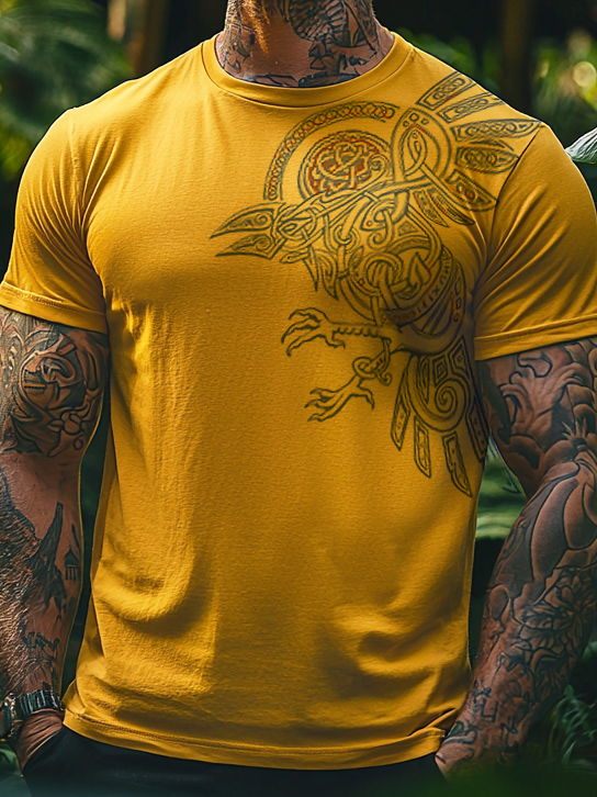 Men's Casual Viking Raven Totem T-shirt