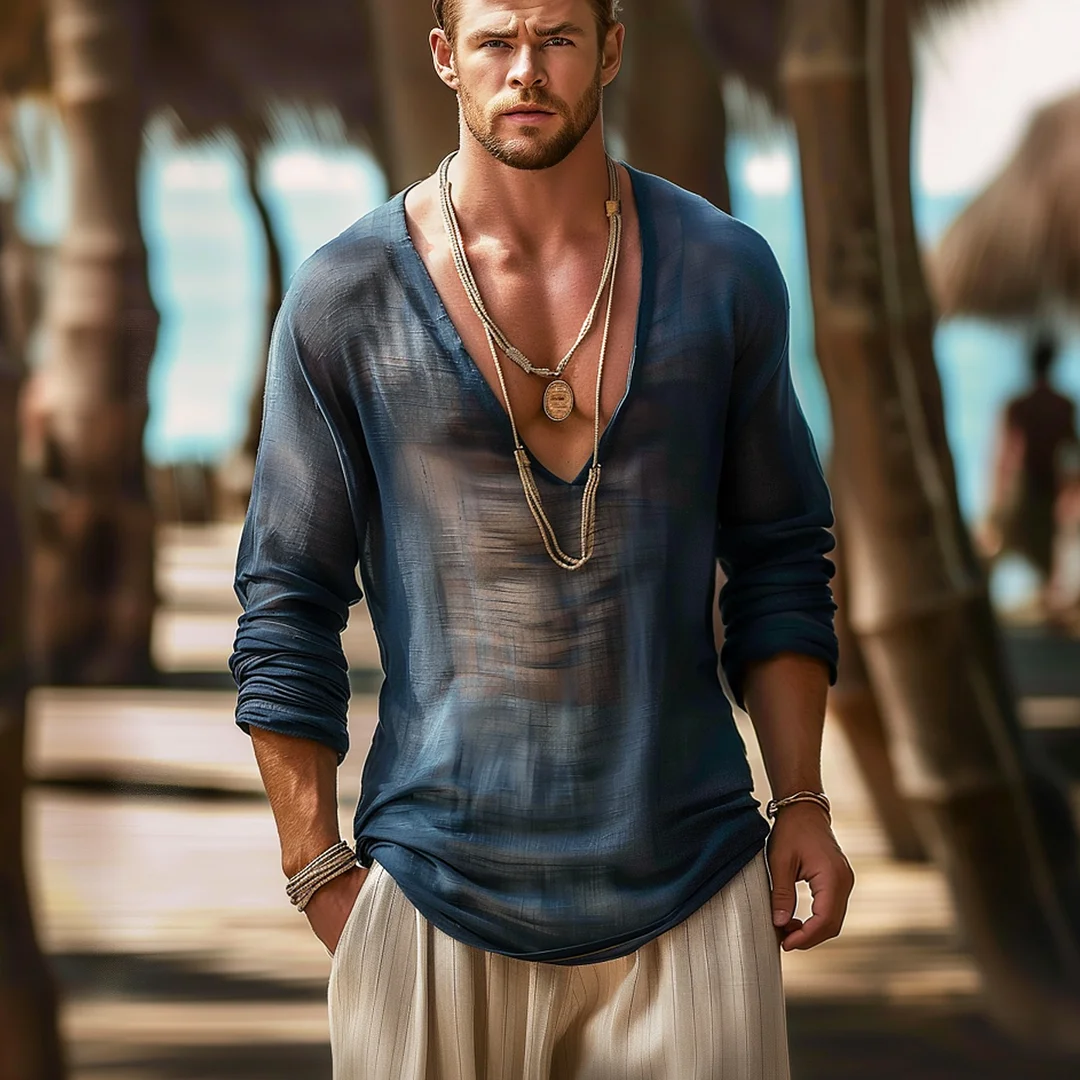 Deep V-neck  Shirt-inspireuse