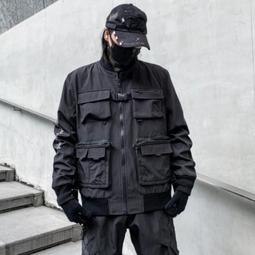 Dawfashion-Trendy Dark Functional Work Jacket-Yamamoto Diablo Clothing
