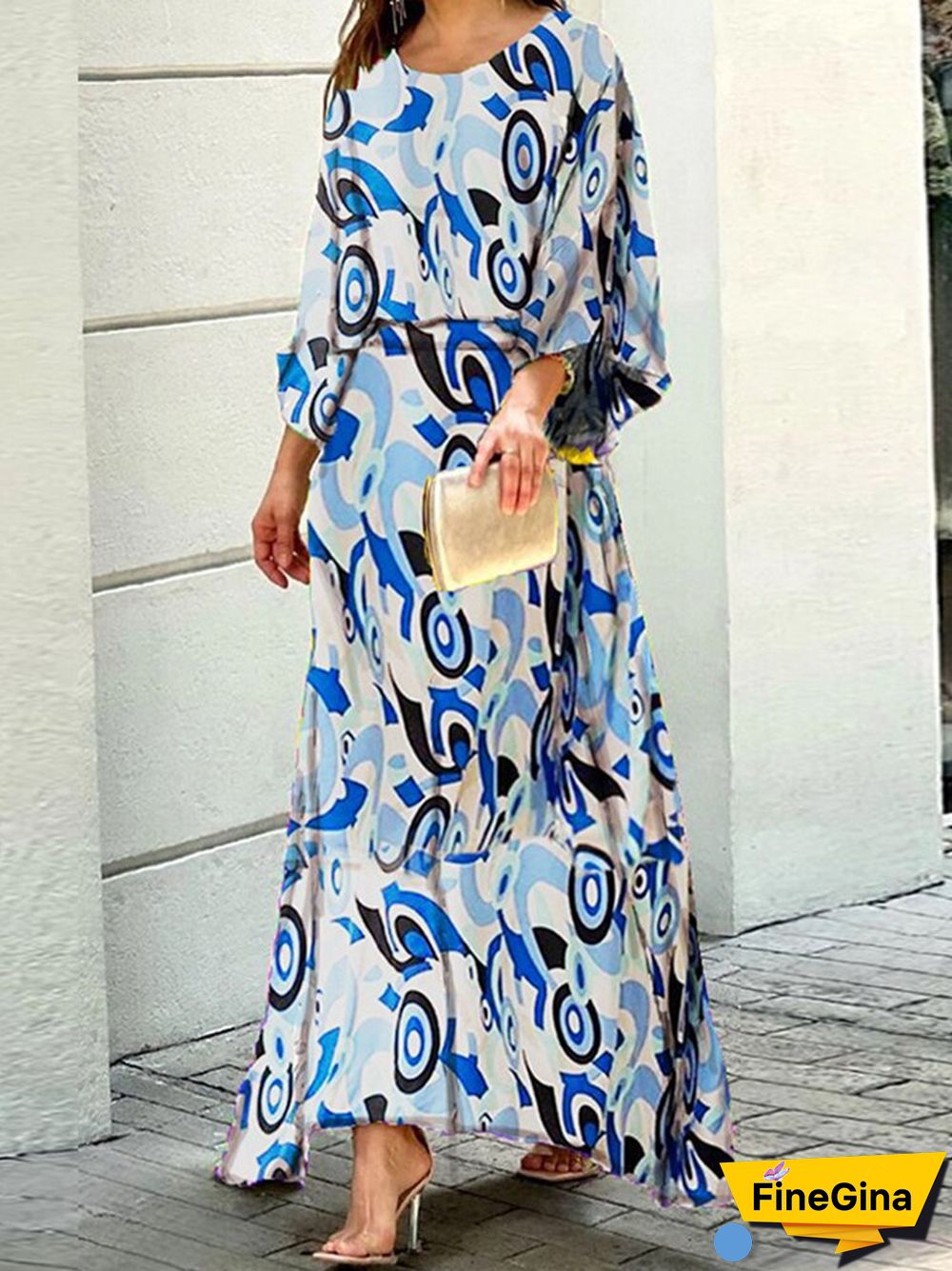 Ladies Spring Fashion Two Piece Sets Retro Long Sleeve O Neck Top + High Waist Long Skirt Suit Feminine Loose Printed Skirt Suit