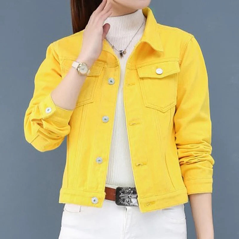 Jeans Jacket Women Green 2020 Autumn Woman Denim Jean Womens Coats Basic Jackets Female Slim Stretch Short Coat Feminina Clothes