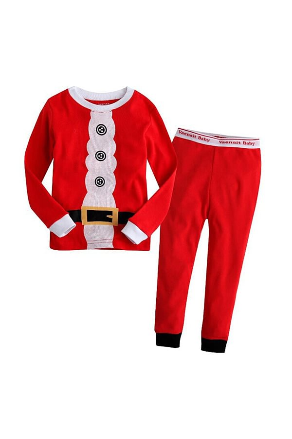 Long Sleeve Sleepwear Kids Boys Christmas Santa Claus Pajamas Suit Red-elleschic