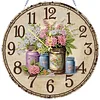 2D DIY Acrylic Vintage Vase Diamond Art Painting Clock Pendant w/ Clock Function