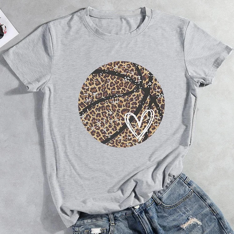 AL™ Leopard basketball heart T-shirt Tee -01247