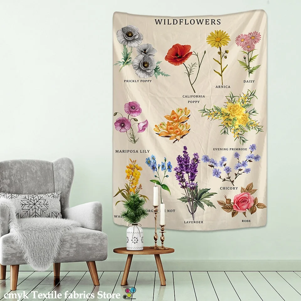 FlowerTapestryTapestryWallHangingDecorHomeRoomWitchcraftHippieMandalaAstrologyWallpaperBedroomDORMTarotSunMoonCustomTarot Sun