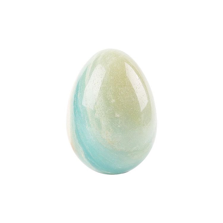 2" Sky Blue Stone Carving Egg Shape Crystal Palm Stone