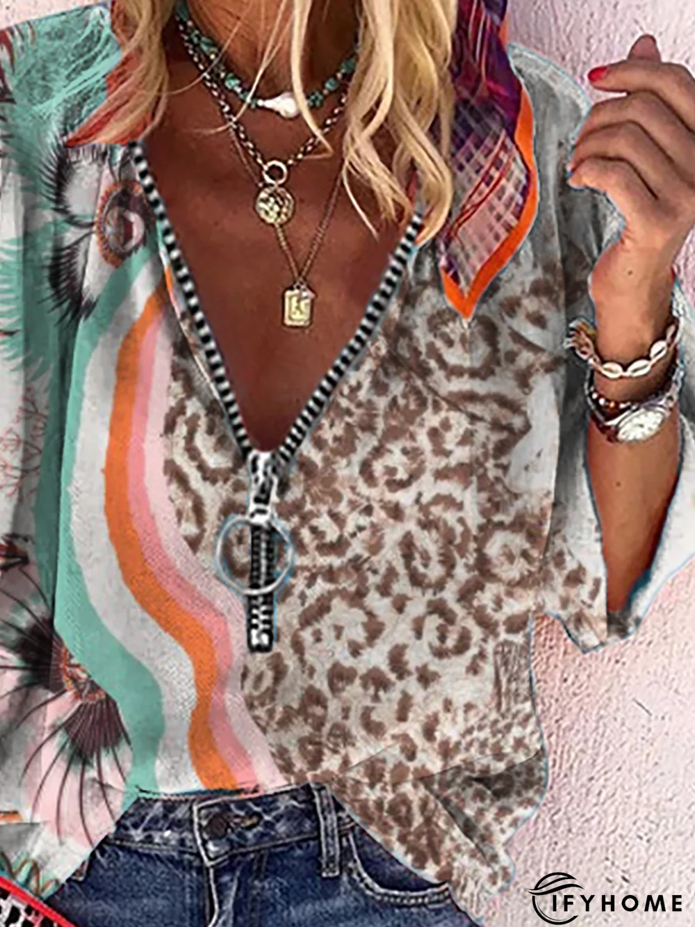 Vintage V Neck Printed Top | IFYHOME