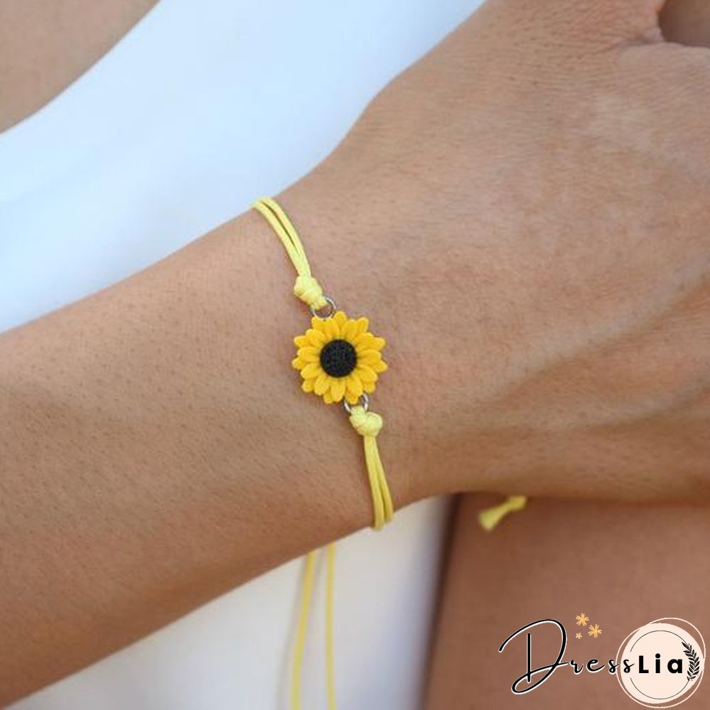 Sunflower Bracelet. Friendship Bracelet. Sunflower Ankle Bracelet. Sunflower Favors