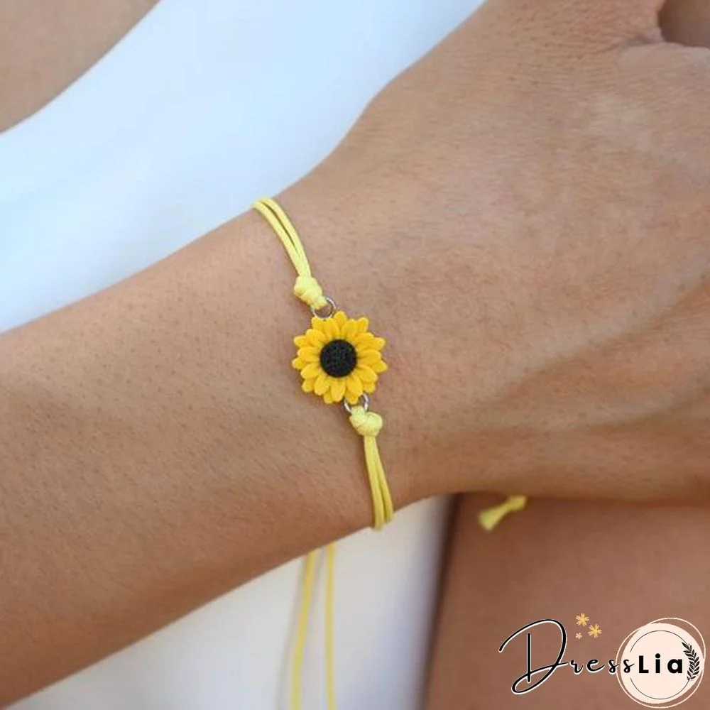 Sunflower Bracelet. Friendship Bracelet. Sunflower Ankle Bracelet. Sunflower Favors