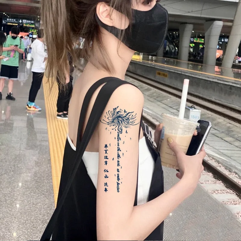 Semi-permanent Waterproof Temporary Tattoo Sexy flowers Body Art Tattoo Sticker Full Fake Tatoo Women Men