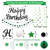 Birthday Decorations, NO DIY, Pre-Strung Happy Birthday Banner with Honeycomb Ball, Hanging Swirl, Circle Dots Garland, Happy Birthday Party Decorations for Women Men Boys Girls (Green & Black)