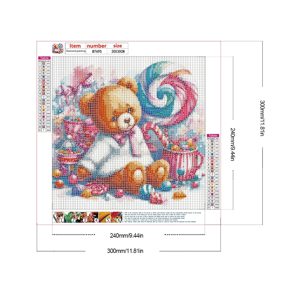 Diamond Painting - Full Round Drill - Candy Bear(Canvas|30*30cm)