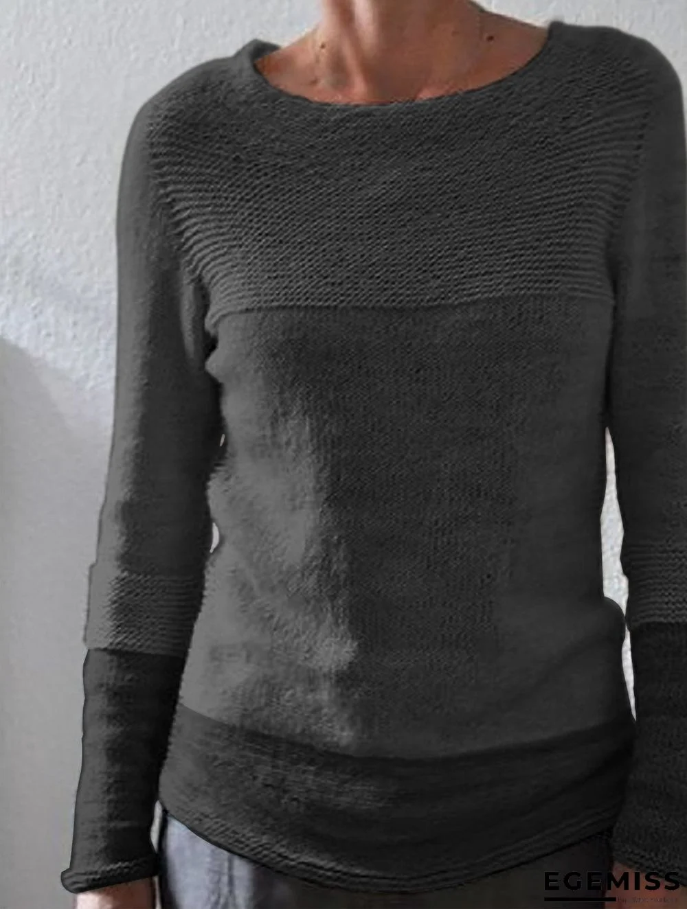 Color-Block Long Sleeve Casual Sweater | EGEMISS