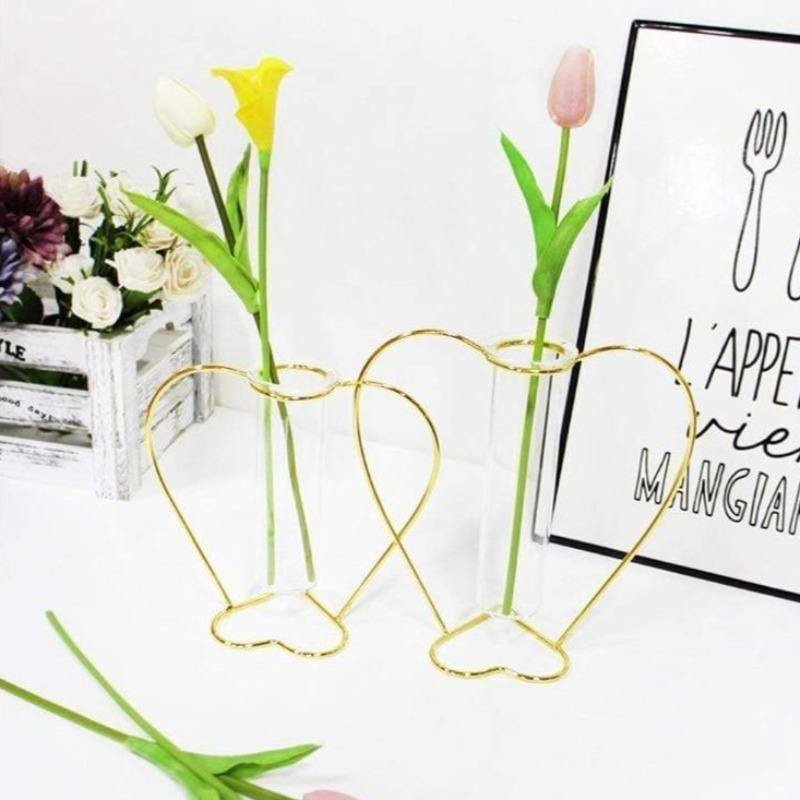 Heart Floating Iron and Glass Propagation Vase