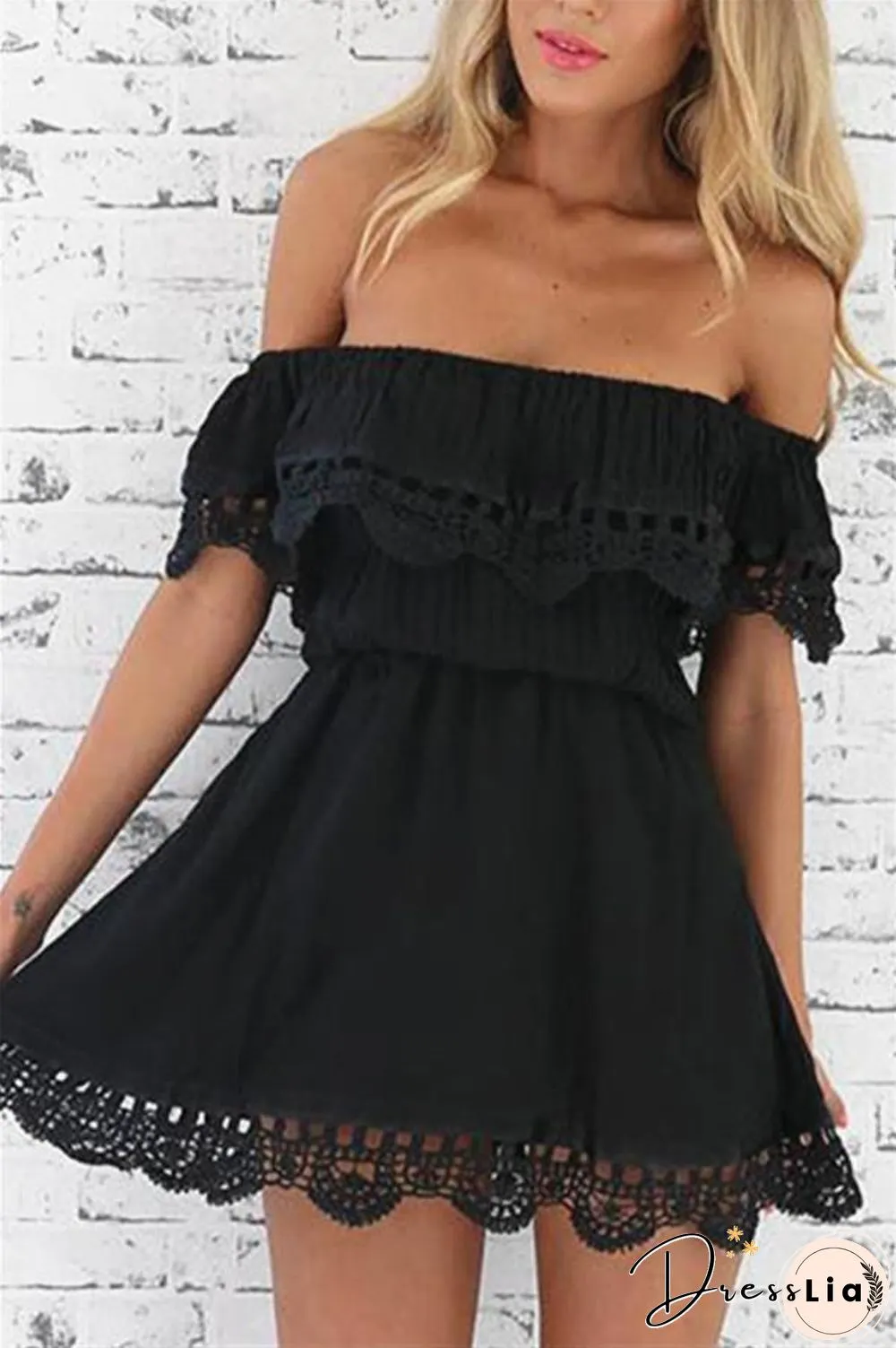 Solid Color Off the Shoulder Dress
