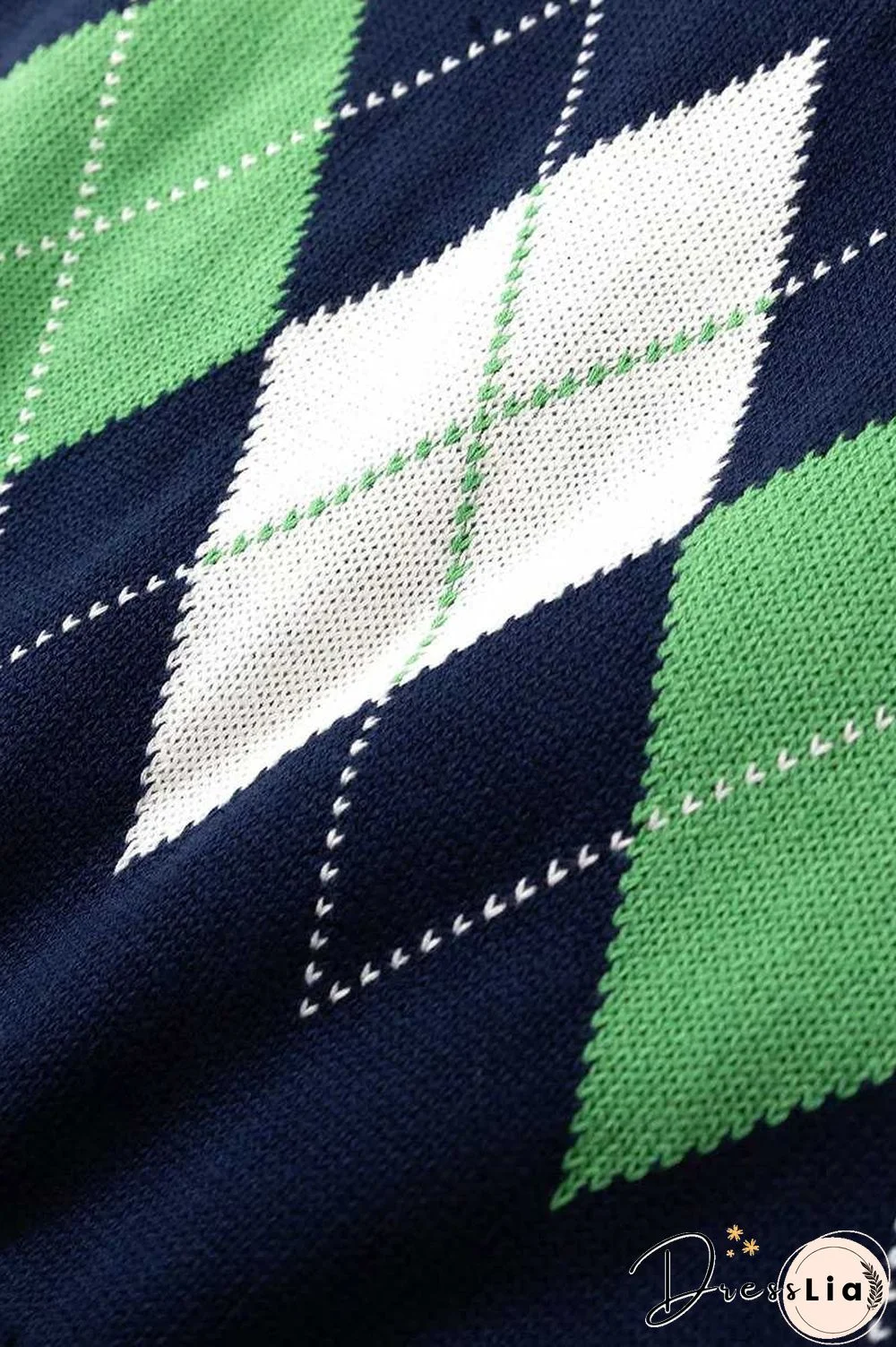 Checkered Cropped Knitted Tank Argyle Sleeveless Jumper