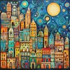 Colored Houses-14CT Stamped Cross Stitch 40*40cm/15.75*15.75in tapestrymarket