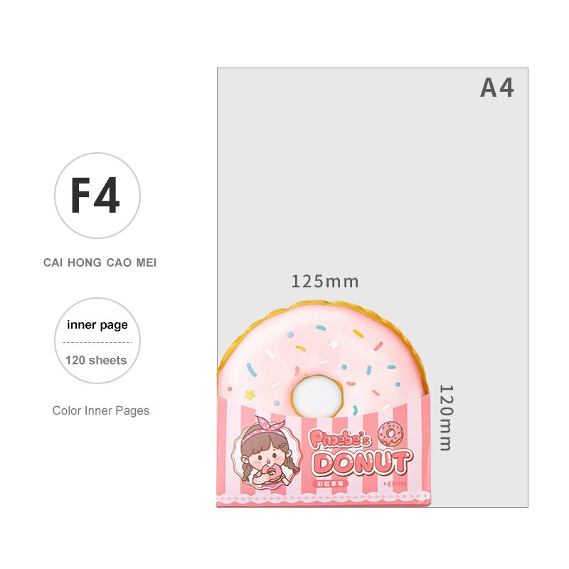 JOURNALSAY 120 Sheets Creative Cute Burger Donuts Decompression Notebook PU Soft Surface Funny