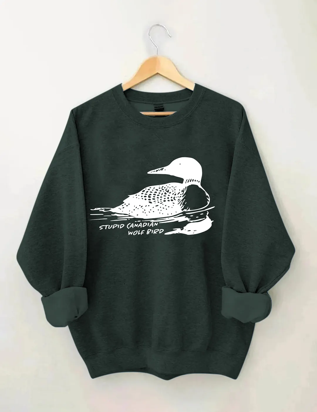 Stupid Canadian Wolf Bird Sweatshirt