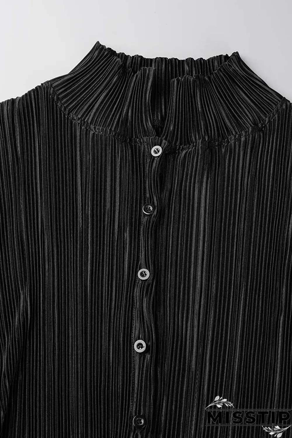 Black Casual Solid Patchwork Turndown Collar Long Sleeve Two Pieces