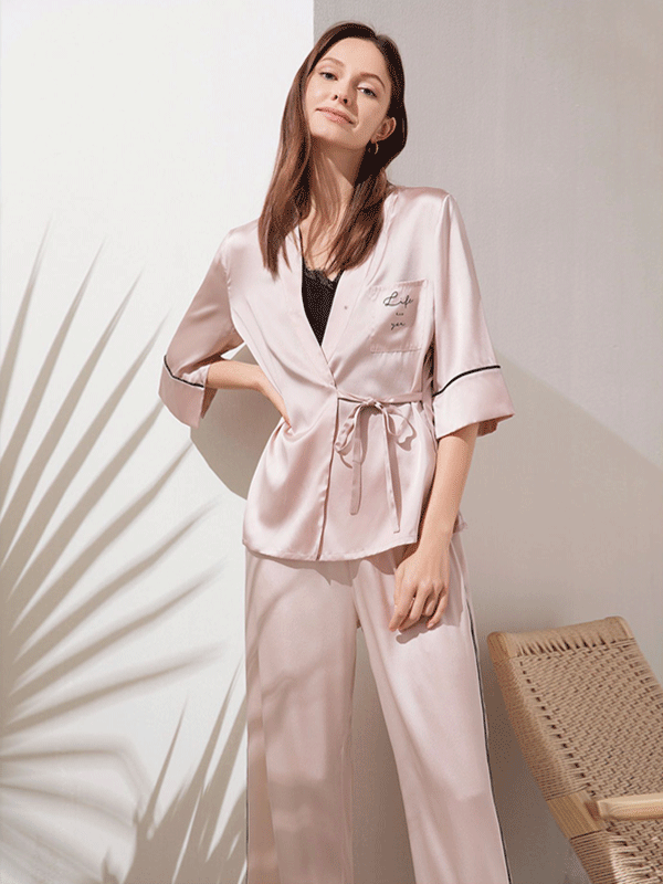 25 Momme High Quality Elegant Silk Kimino Pajamas Set-Real Silk Life