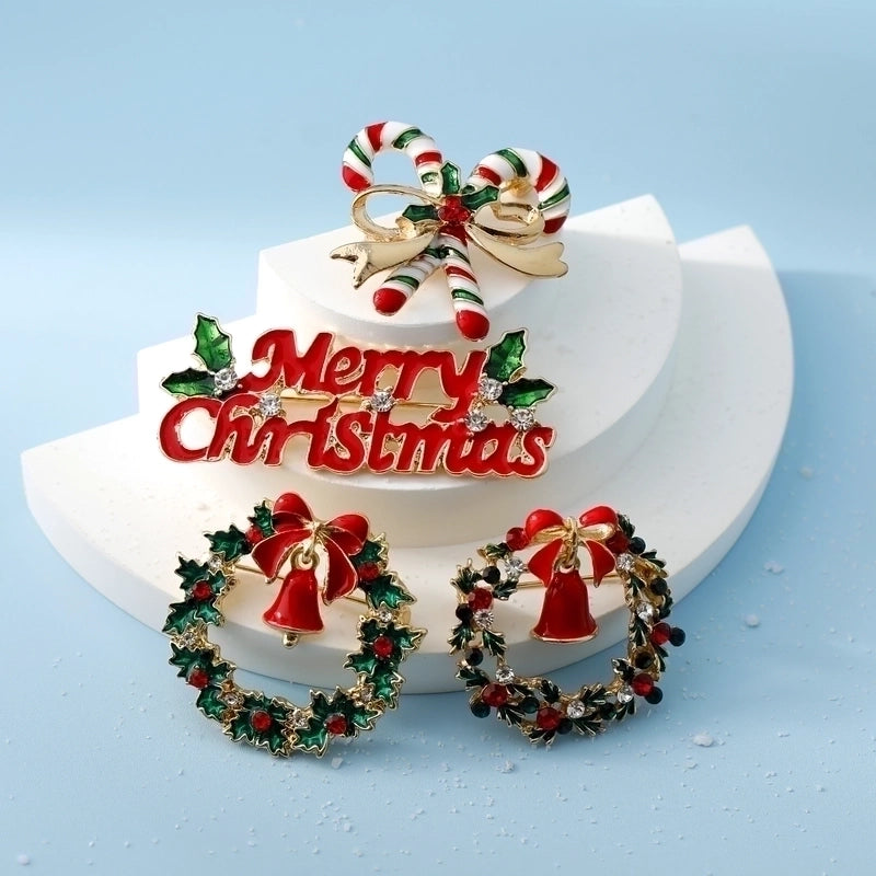 Minimalist Letter Wreath Alloy Inlay Rhinestones Women’s Brooches