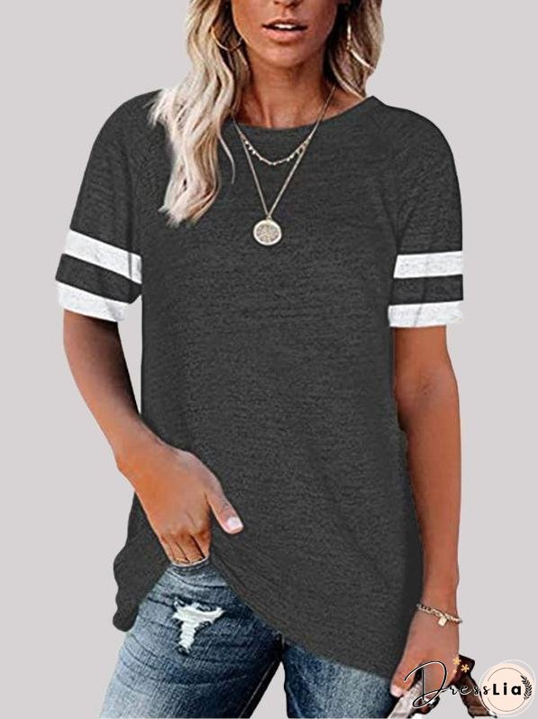 Casual Stitching Round Neck T-shirt