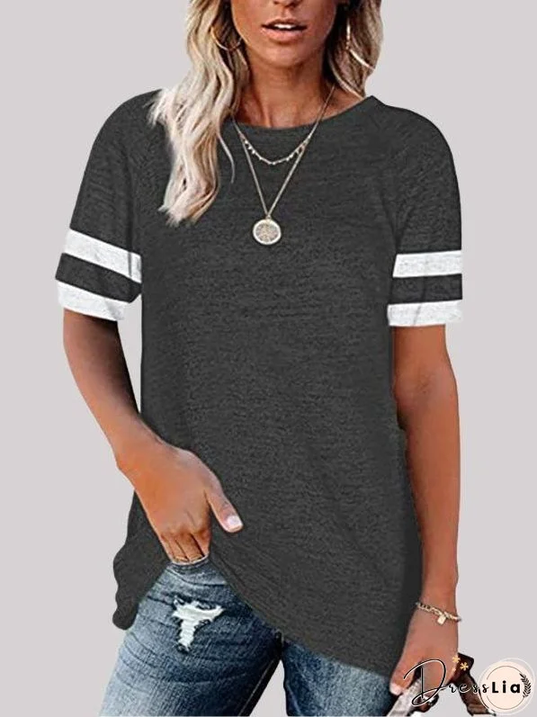 Casual Stitching Round Neck T-shirt