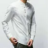 Gioiacombo&trade; Camicia da uomo a maniche lunghe in cotone e lino casual retr&ograve;