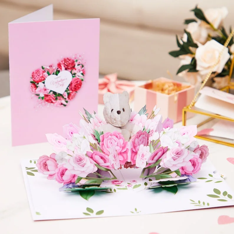 Valentine's day Pop Up Card | Anniversary Gift Card | Mothera's Day Card | Gift For Her ,Love You More 3D Pop-Up Card ,Sweet Bear Card