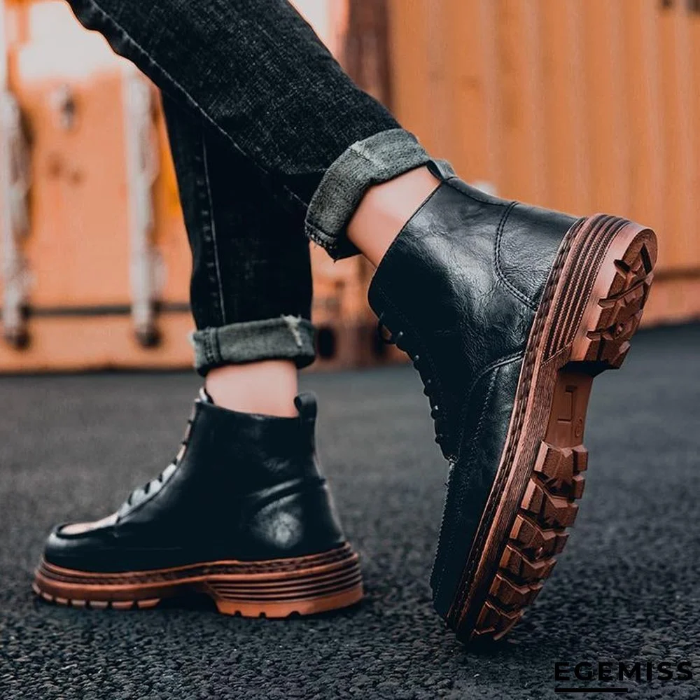 Ankle Men Boots Leather Retro Martin Boots Men Waterproof Tooling Boots Leisure | EGEMISS