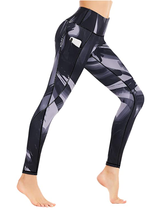 Ewedoos Printed Wide High Waisted Yoga Pants with Pockets - Versatile Design