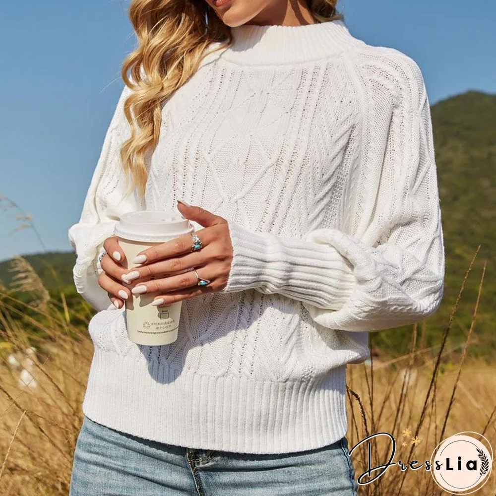 Fashion High Neck Plain Sweater