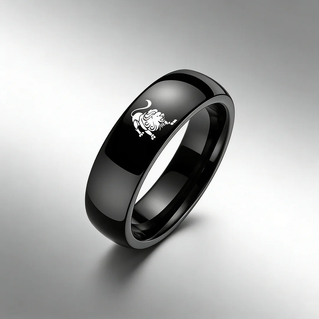 Womens Or Mens Leo Tungsten Carbide Wedding Rings Black Domed Top Couples Band 4MM 6MM 8MM Width