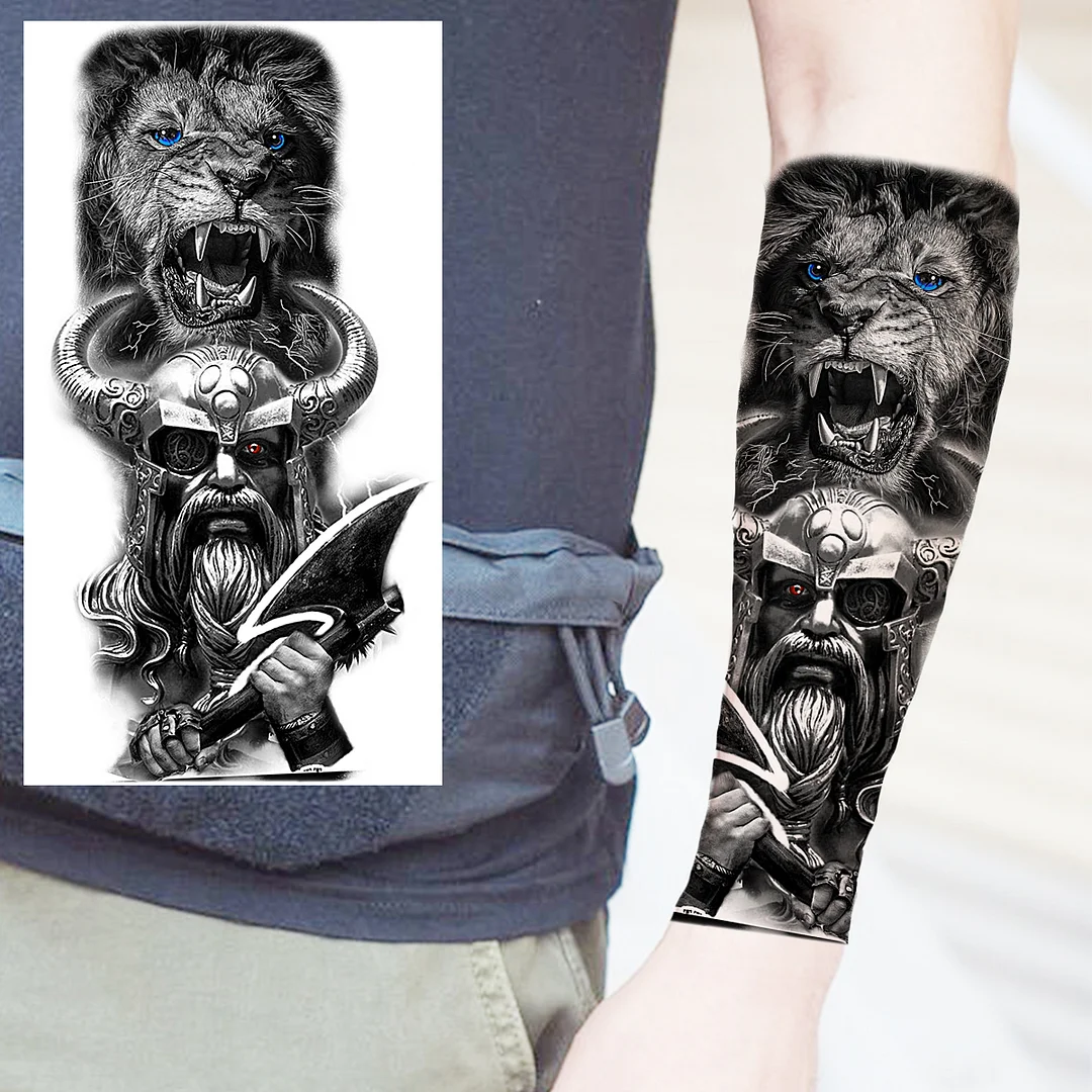 Sdrawing Praying Cross Temporary Tattoos For Men Adults Realistic Wolf Tiger Compass Skull Fake Tattoo Sticker Forearm Tatoos Arm