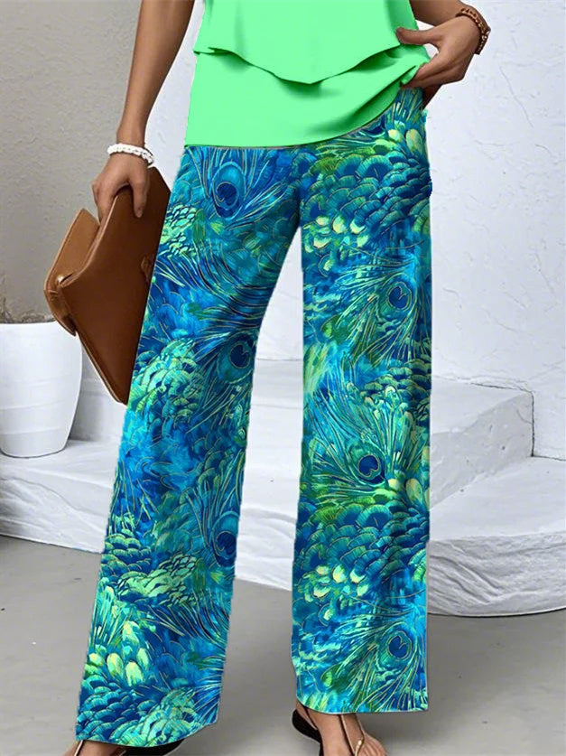 Women's Sleeveless Square Collar Floral Printed Casual Set