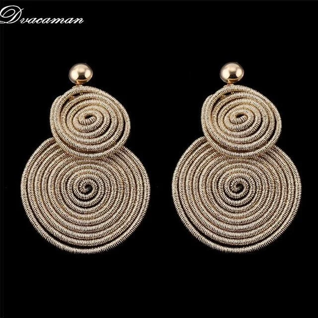 Dvacaman Bohemain Multilayer Round Alloy Drop Earrings Women 2019 New Trendy Maxi Earrings Statement Jewelry Party Gifts Female