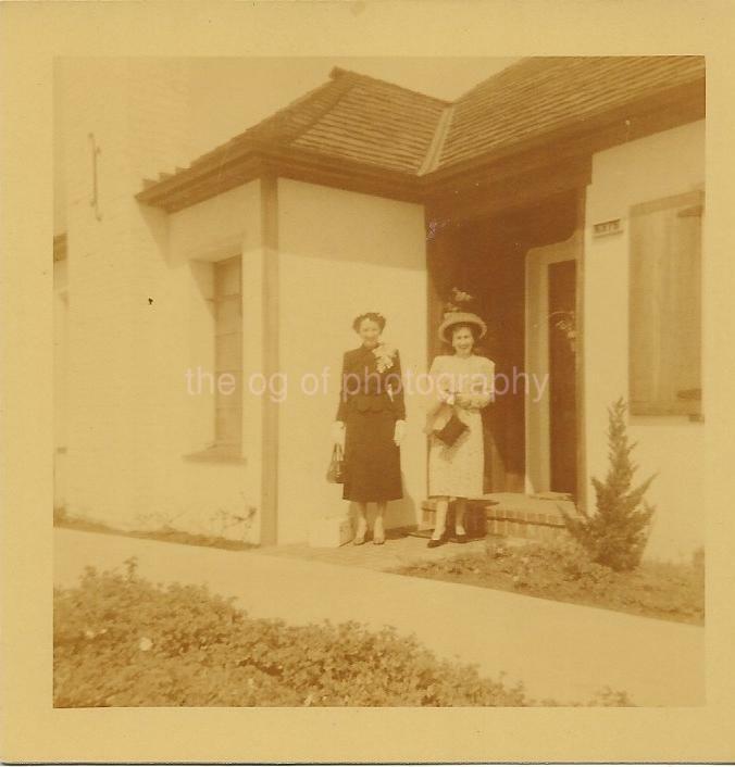 Faded Yellow FOUND Photo Poster painting Color TWO WOMEN Original Snapshot VINTAGE 13 11 J