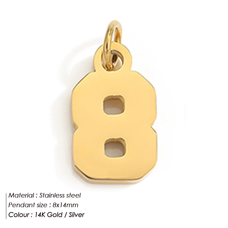 1 Piece 14*17mm 8 * 14mm 304 Stainless Steel 14K Gold Plated Number Pendant Jewelry Accessories