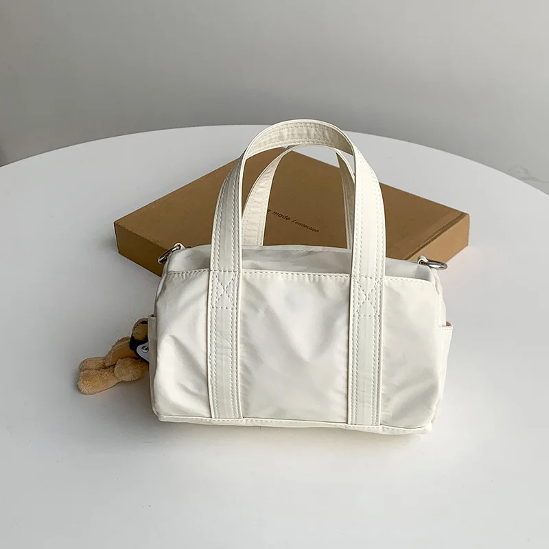 Mongw Mongw Silver Cross-Body Bag Summer Female Leisure Nylon Cylinder Bag Versatile Advanced Sense Niche Handbag