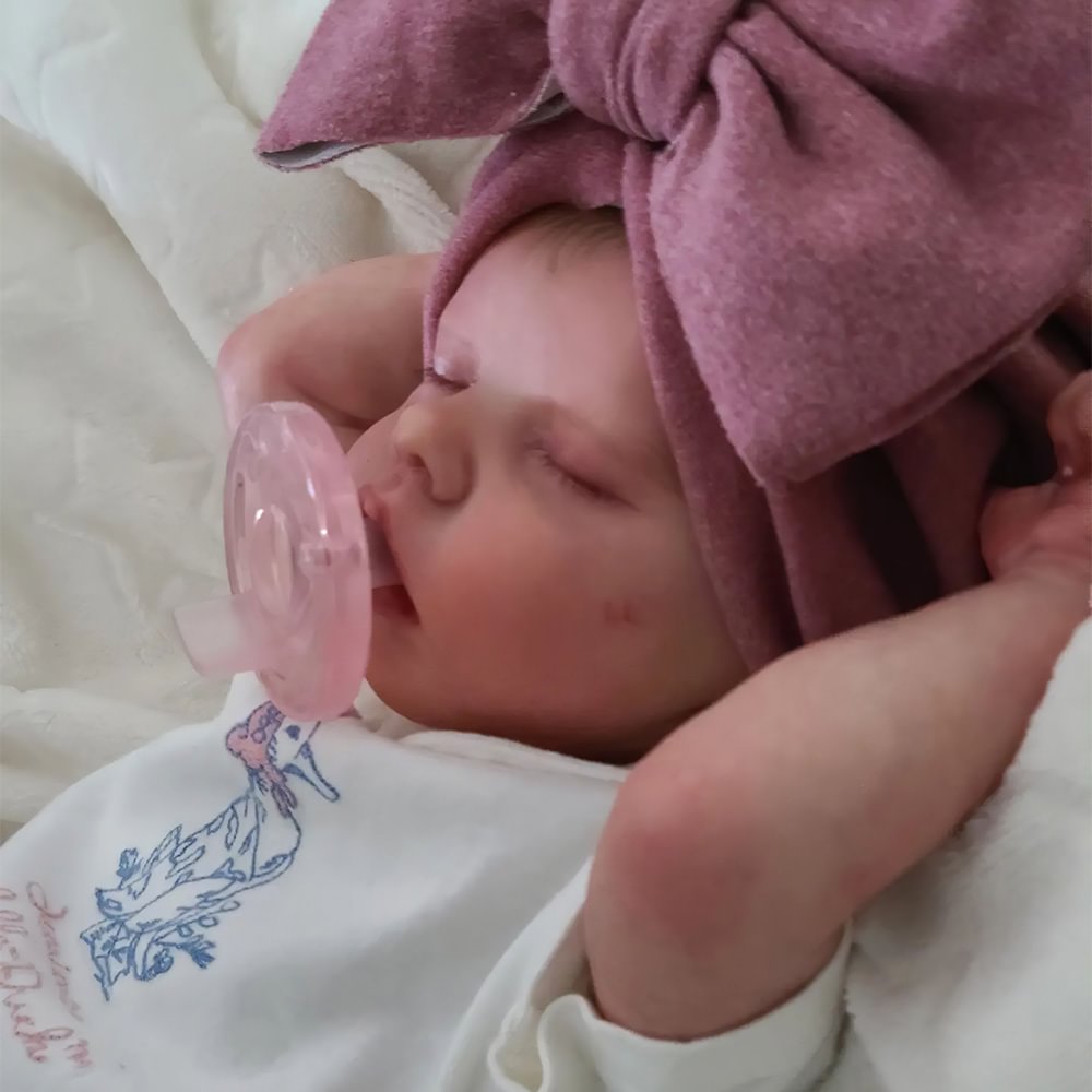 [Mini Doll]12'' Realistic Reborn Baby Girl Doll Brown Hair Real Soft Silicone Body Babies Named Subout